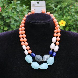 Chunky Boho Multi Strand Statement Necklace Set